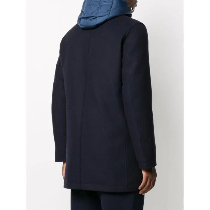 Herno Giubbotto In Lana Cappuccio Blu
