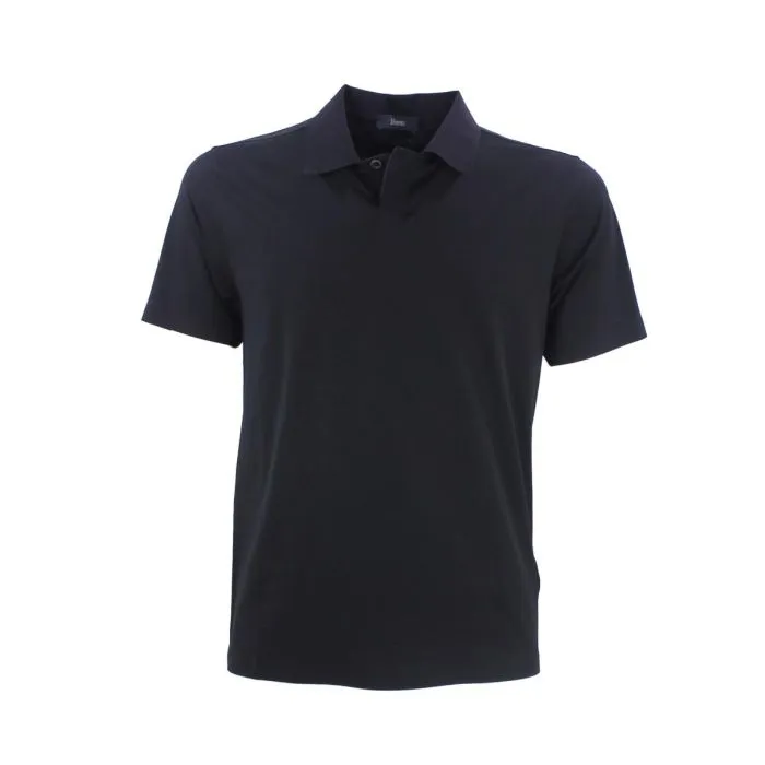Herno Polo Con Colletto In Tessuto Scuba Nero