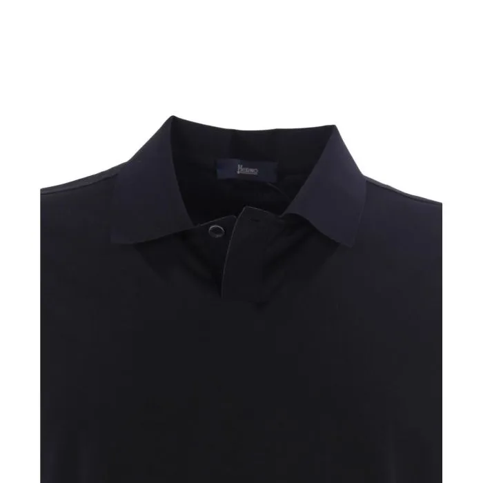 Herno Polo Con Colletto In Tessuto Scuba Nero
