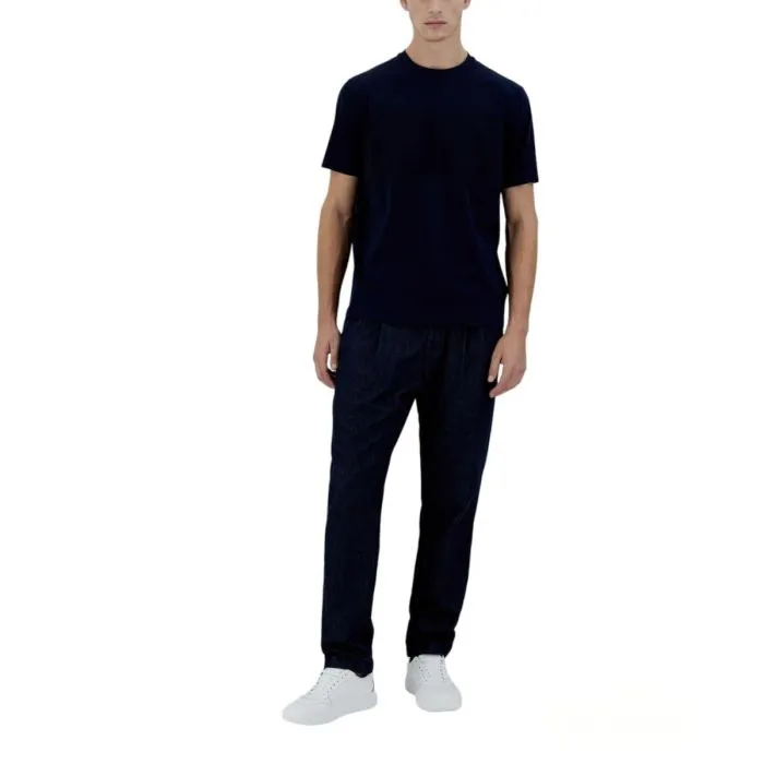 Herno T-shirt In Cotone Stretch Con Taschino Blu