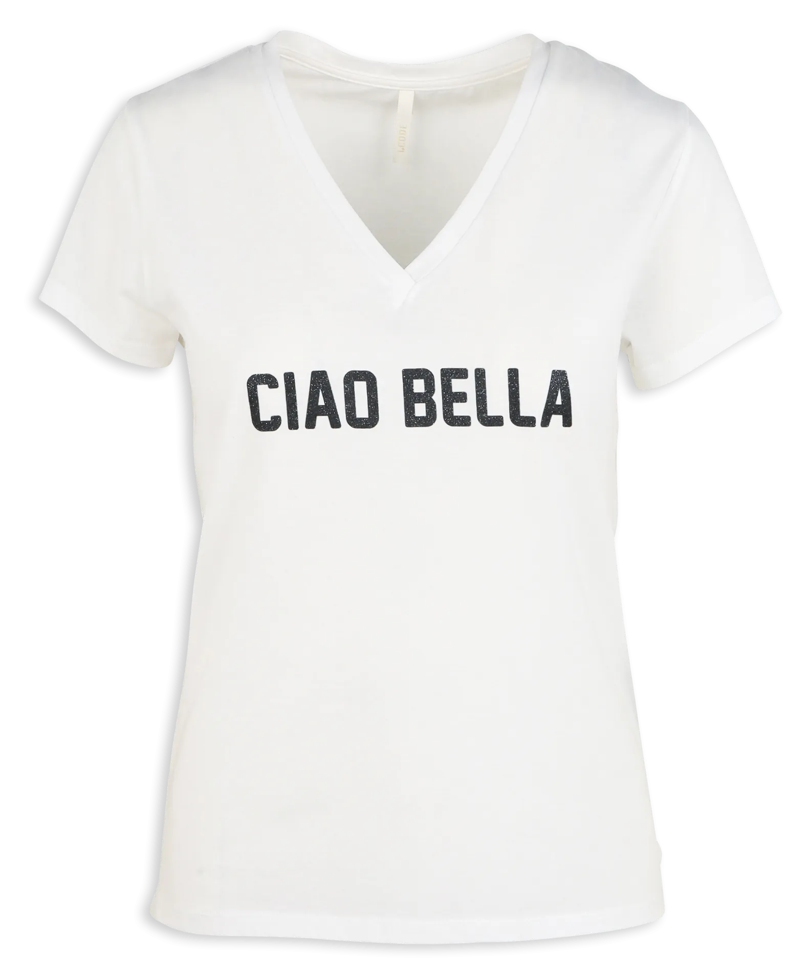  I CODE   Maglietta diritta con scollo a V serigrafata in cotone | Bianco