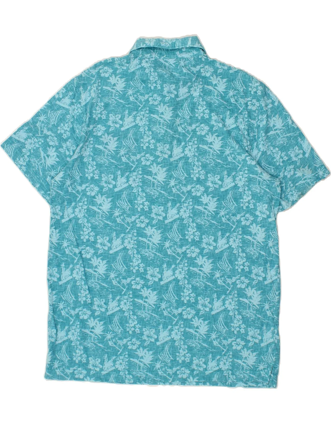 IZOD Mens Salt Water Pullover Shirt Large Blue Floral Hawaiian