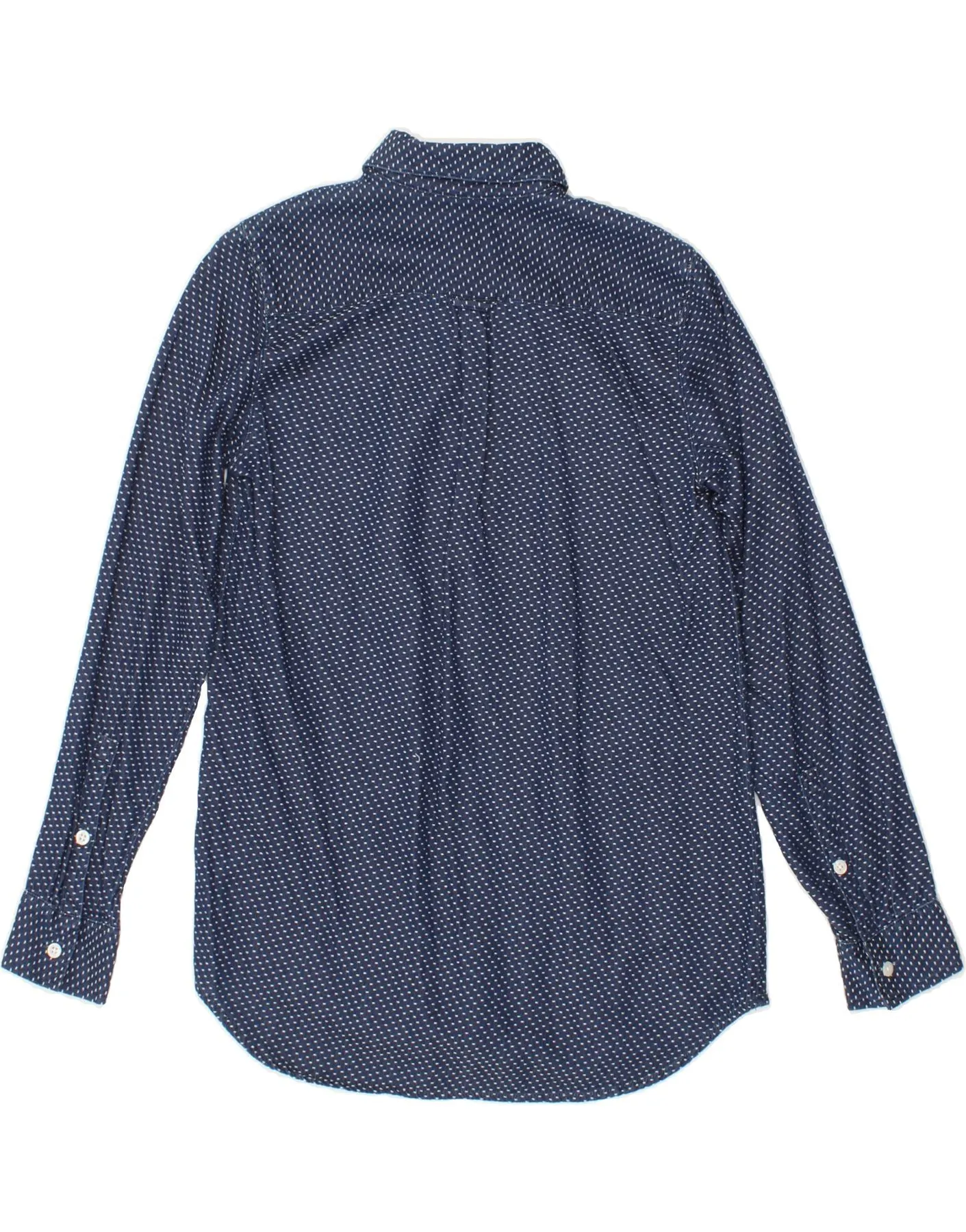 J. CREW Womens Oversized Pullover Shirt UK 6 XS Navy Blue Spotted Cotton