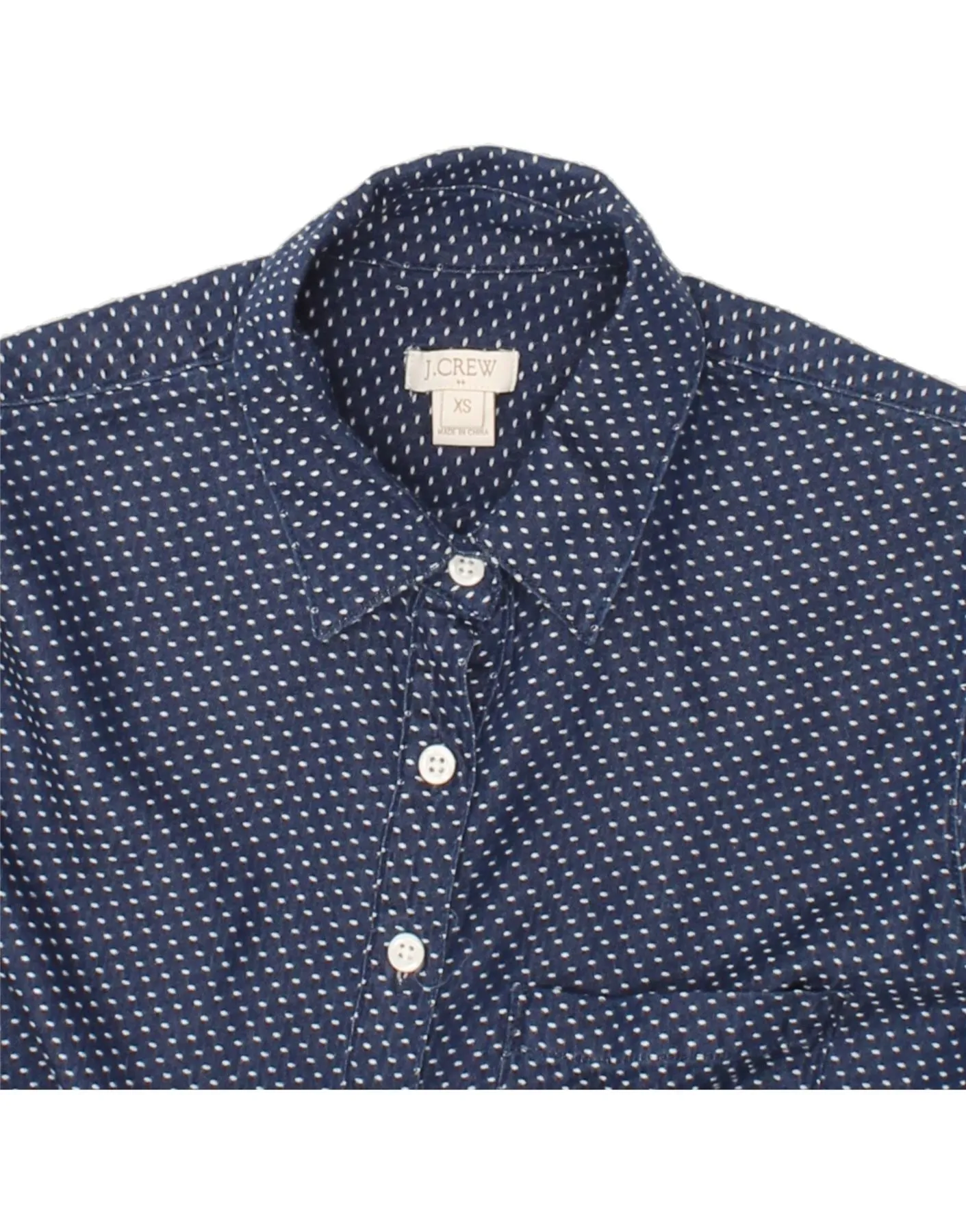 J. CREW Womens Oversized Pullover Shirt UK 6 XS Navy Blue Spotted Cotton