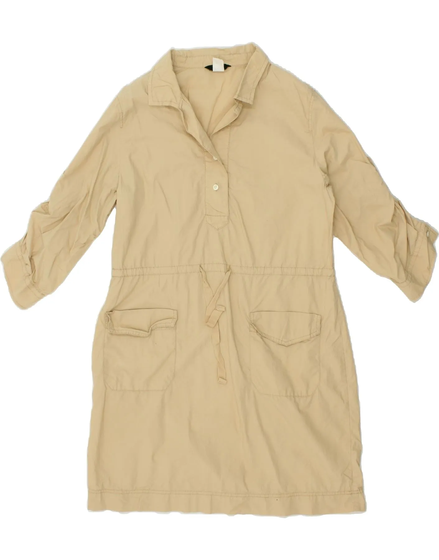 J. CREW Womens Pullover Shirt Dress UK 16 Large Beige Cotton