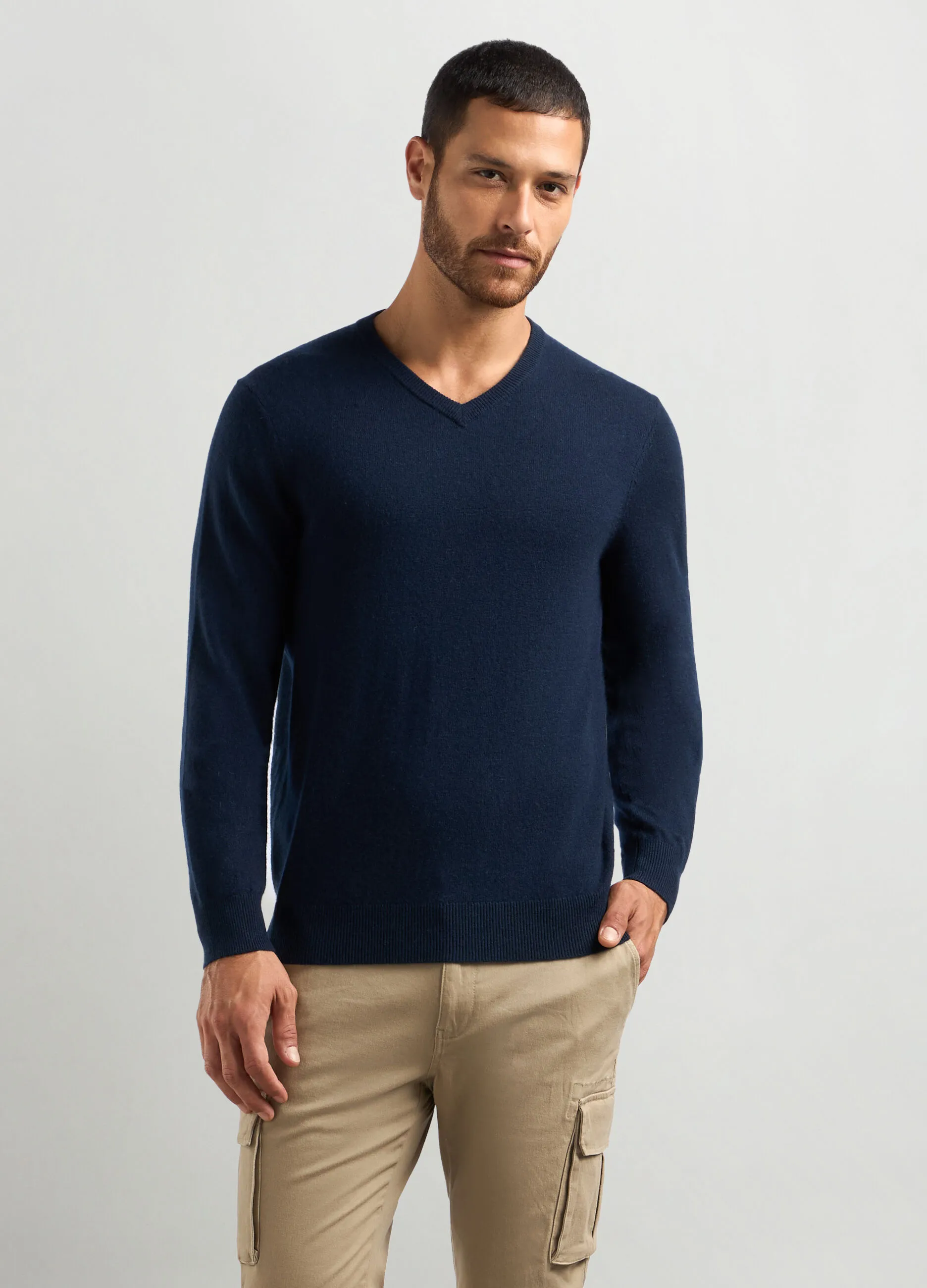 J. HART & BROS  Maglione collo a V in puro cashmere uomo