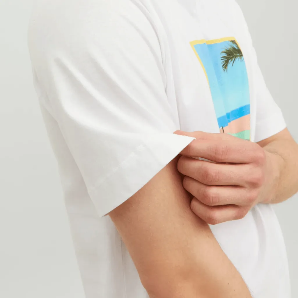 Jack & Jones Uomo T-shirt Tulum Landscape Bianco 12235226