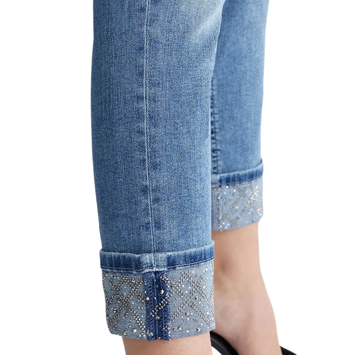 Jeans skinny bottom up con risvolto