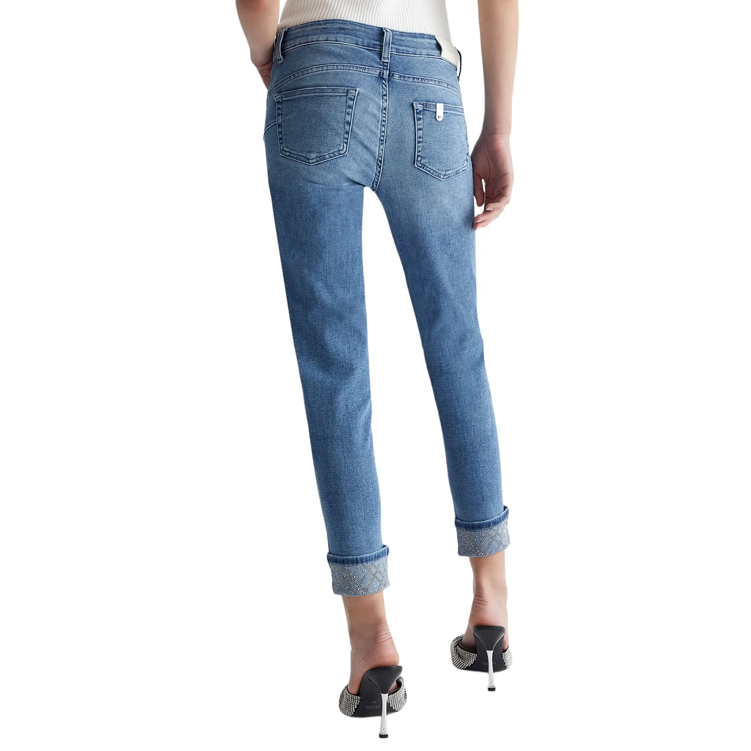 Jeans skinny bottom up con risvolto