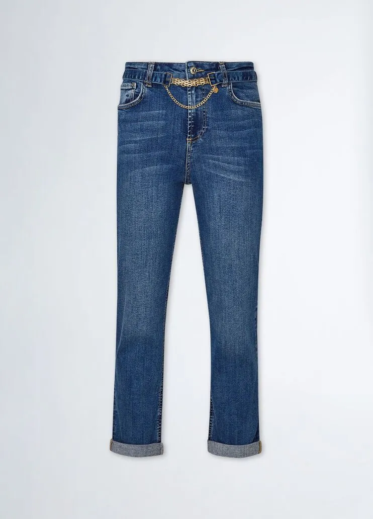Jeans straight con risvolto liu jo