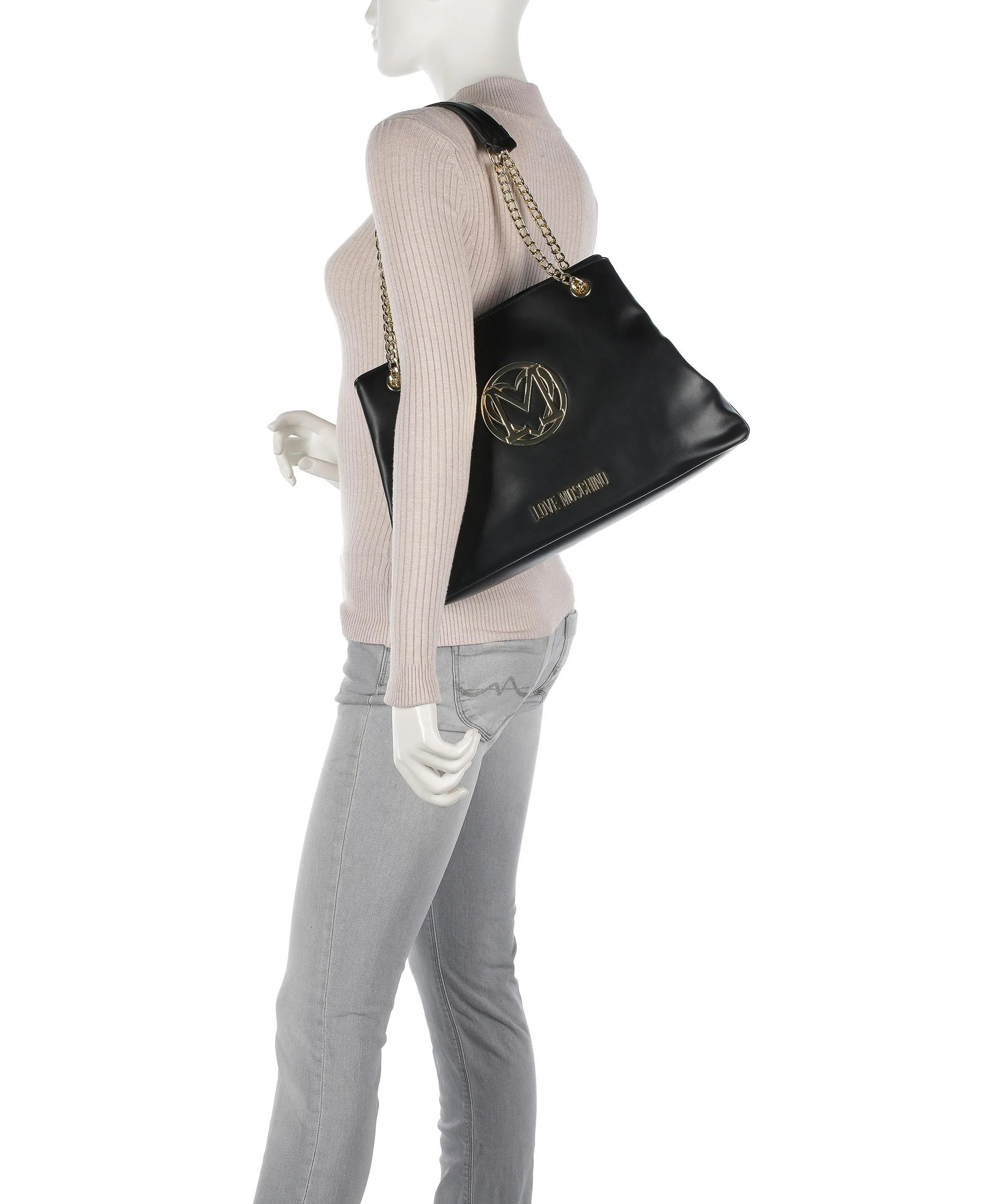  Love Moschino Supergold Borsa shopper pelle sintetica nero  