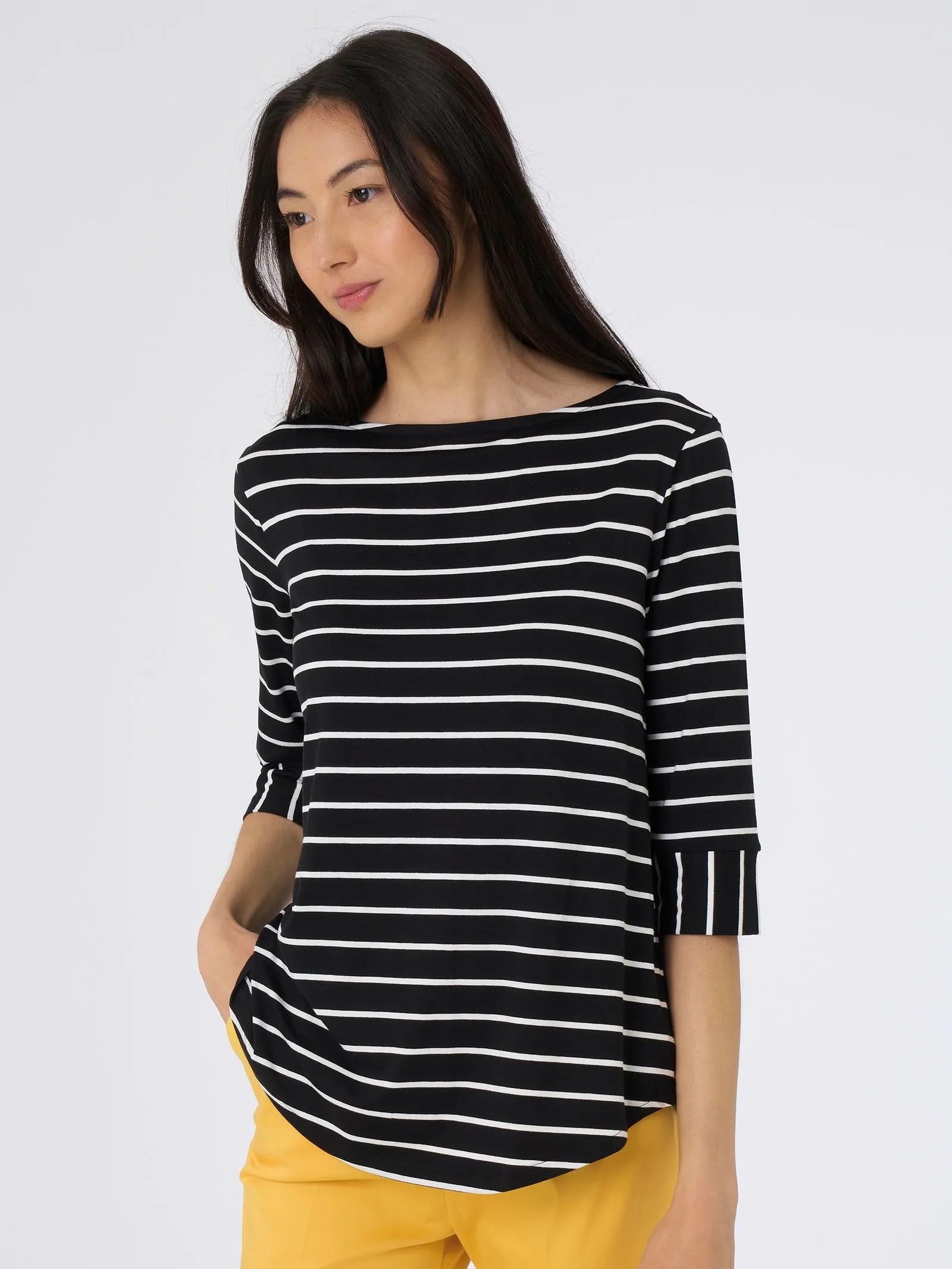 Maglietta con collo a barchetta in Viscosa Summer - FANT.DARK BLUE
