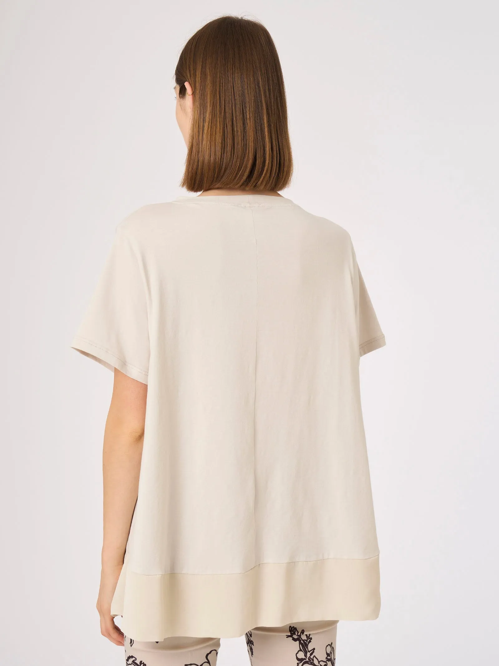 Maglietta in Ultralight e georgette - Bleu