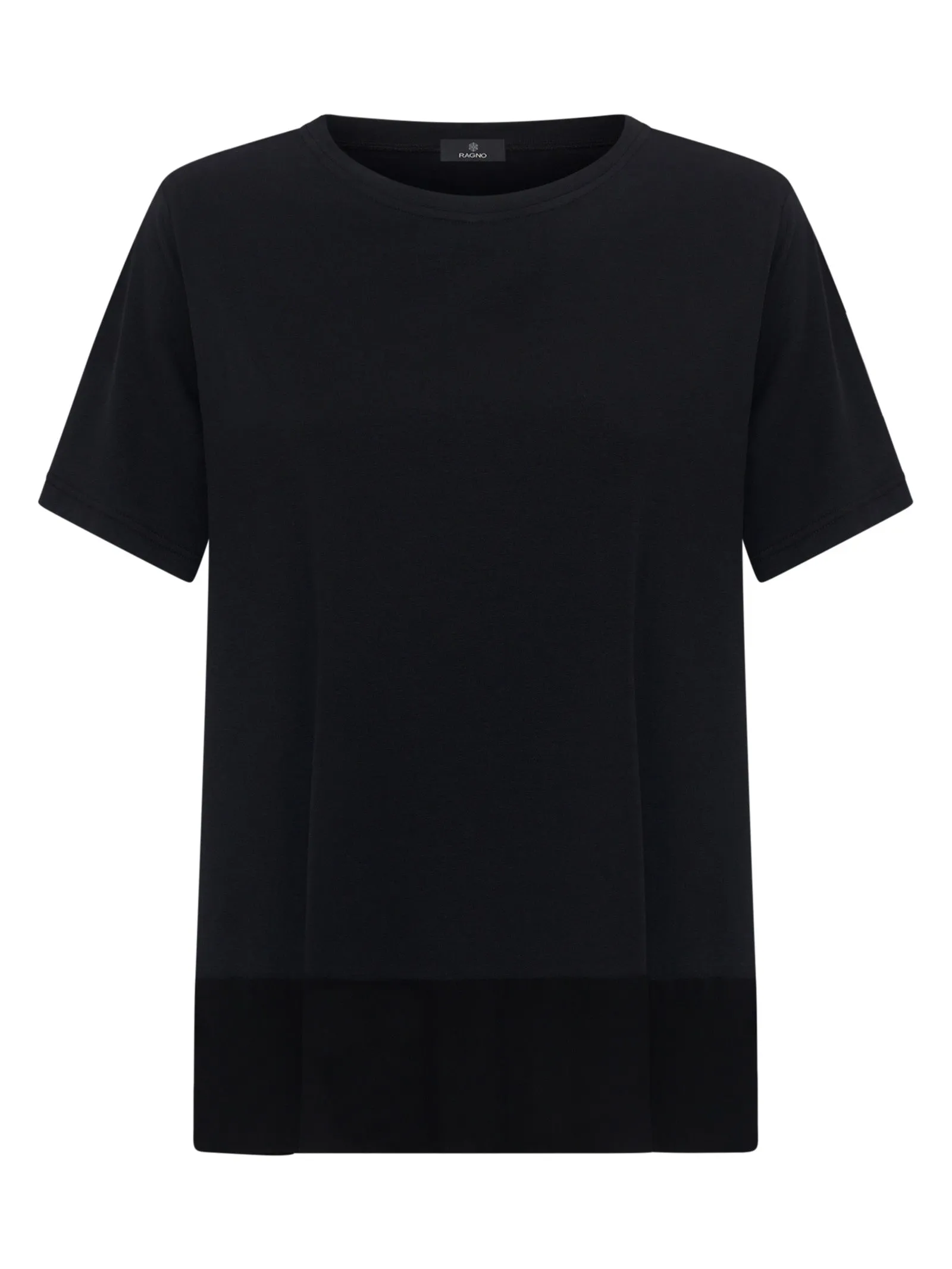 Maglietta in Ultralight e georgette - Nero