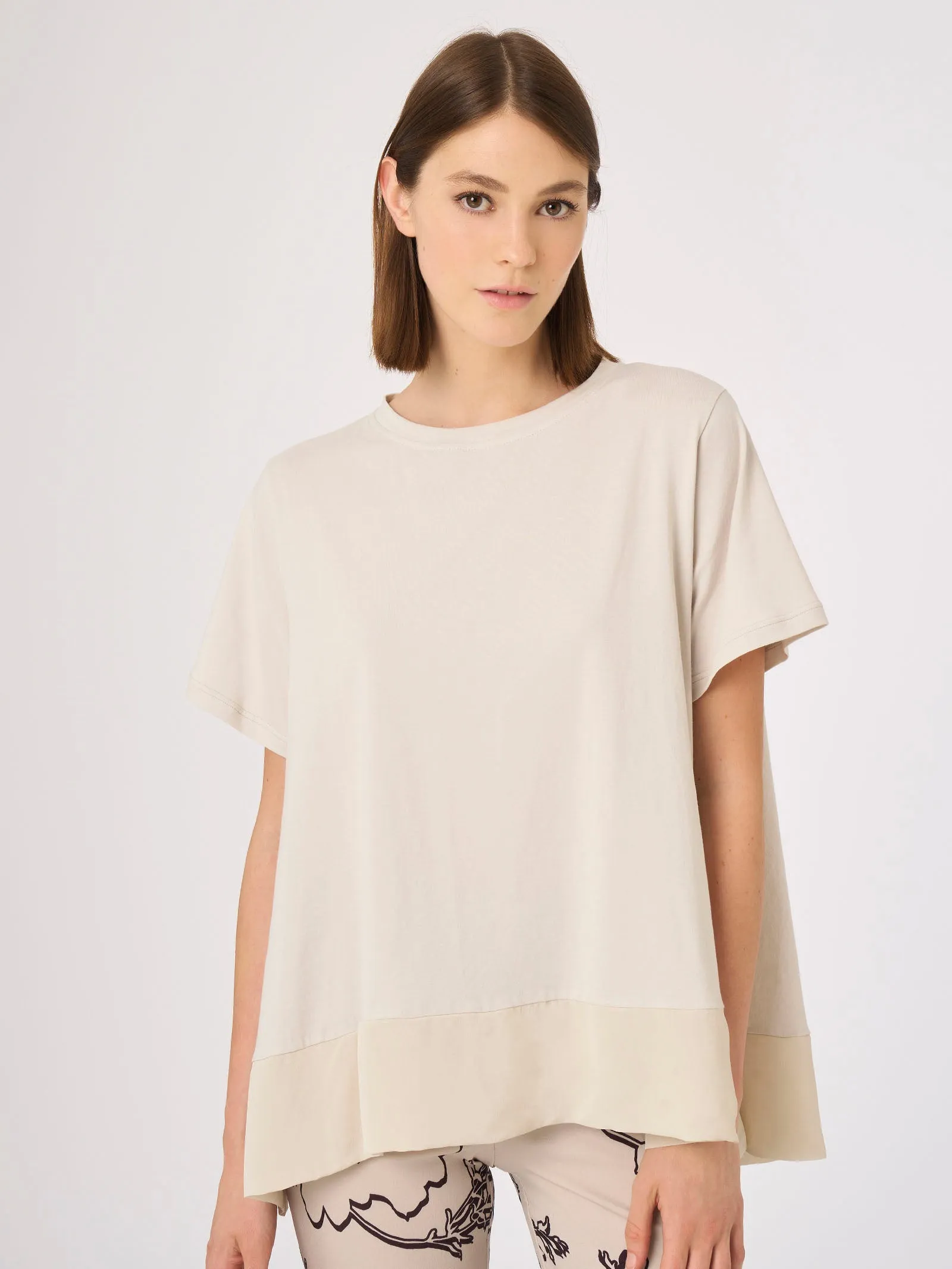 Maglietta in Ultralight e georgette - Nero