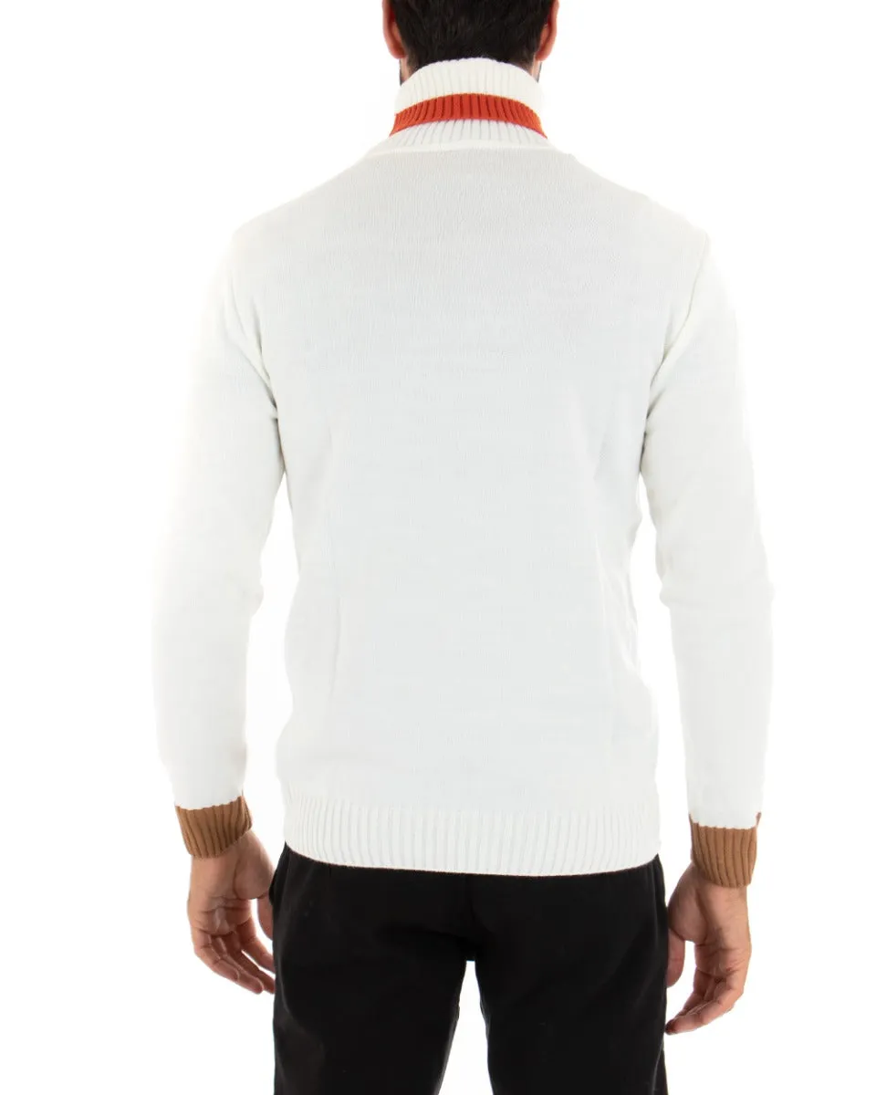 Maglioncino Uomo Collo Alto Bianco Maglia Basic Dolcevita GIOSAL-M2457A
