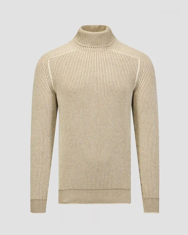 Maglione a collo alto beige reversibile in cashmere da uomo Sease