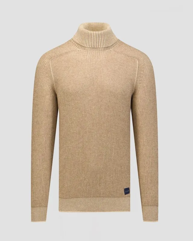 Maglione a collo alto beige reversibile in cashmere da uomo Sease
