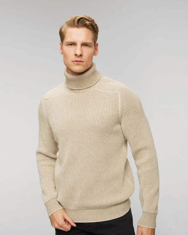 Maglione a collo alto beige reversibile in cashmere da uomo Sease