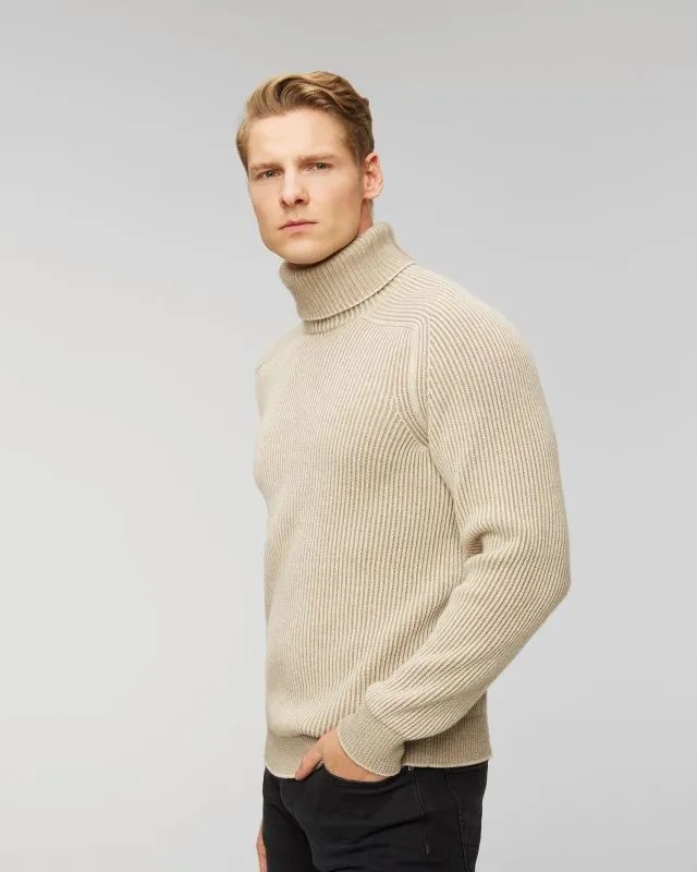 Maglione a collo alto beige reversibile in cashmere da uomo Sease