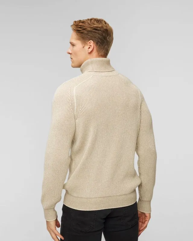 Maglione a collo alto beige reversibile in cashmere da uomo Sease