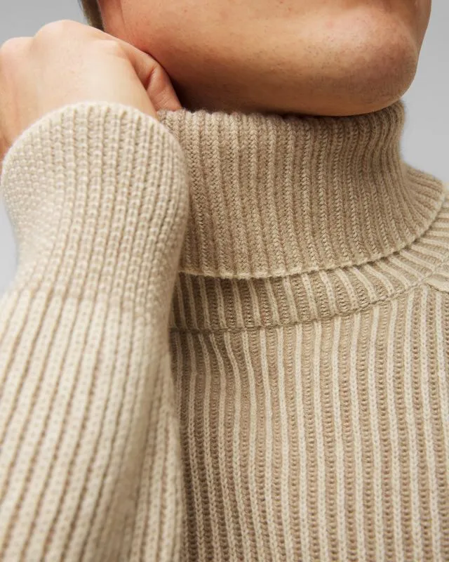 Maglione a collo alto beige reversibile in cashmere da uomo Sease
