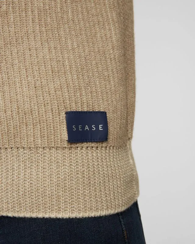 Maglione a collo alto beige reversibile in cashmere da uomo Sease