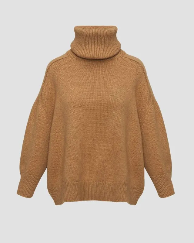 Maglione a collo alto marrone in cashmere da donna Kujten Diana