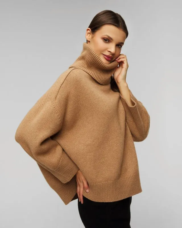 Maglione a collo alto marrone in cashmere da donna Kujten Diana