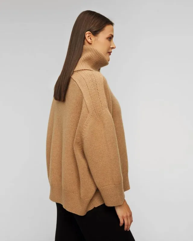 Maglione a collo alto marrone in cashmere da donna Kujten Diana