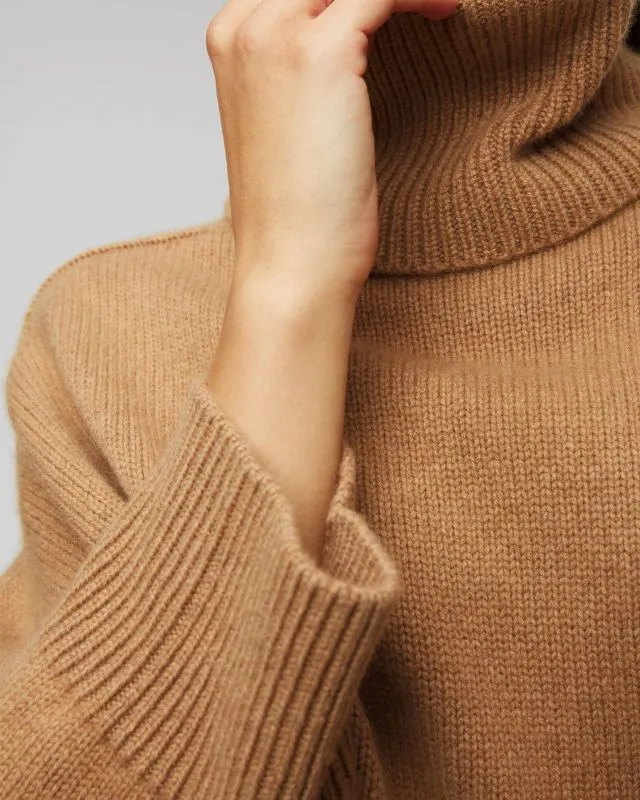 Maglione a collo alto marrone in cashmere da donna Kujten Diana