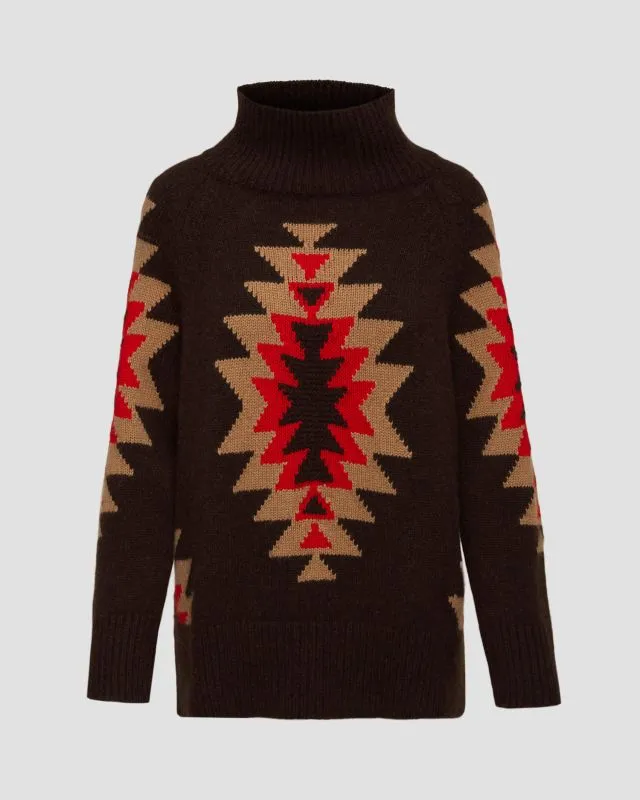 Maglione a collo alto marrone in cashmere da donna Kujten Ivy