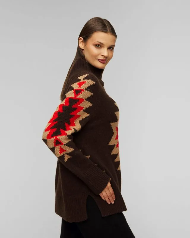 Maglione a collo alto marrone in cashmere da donna Kujten Ivy