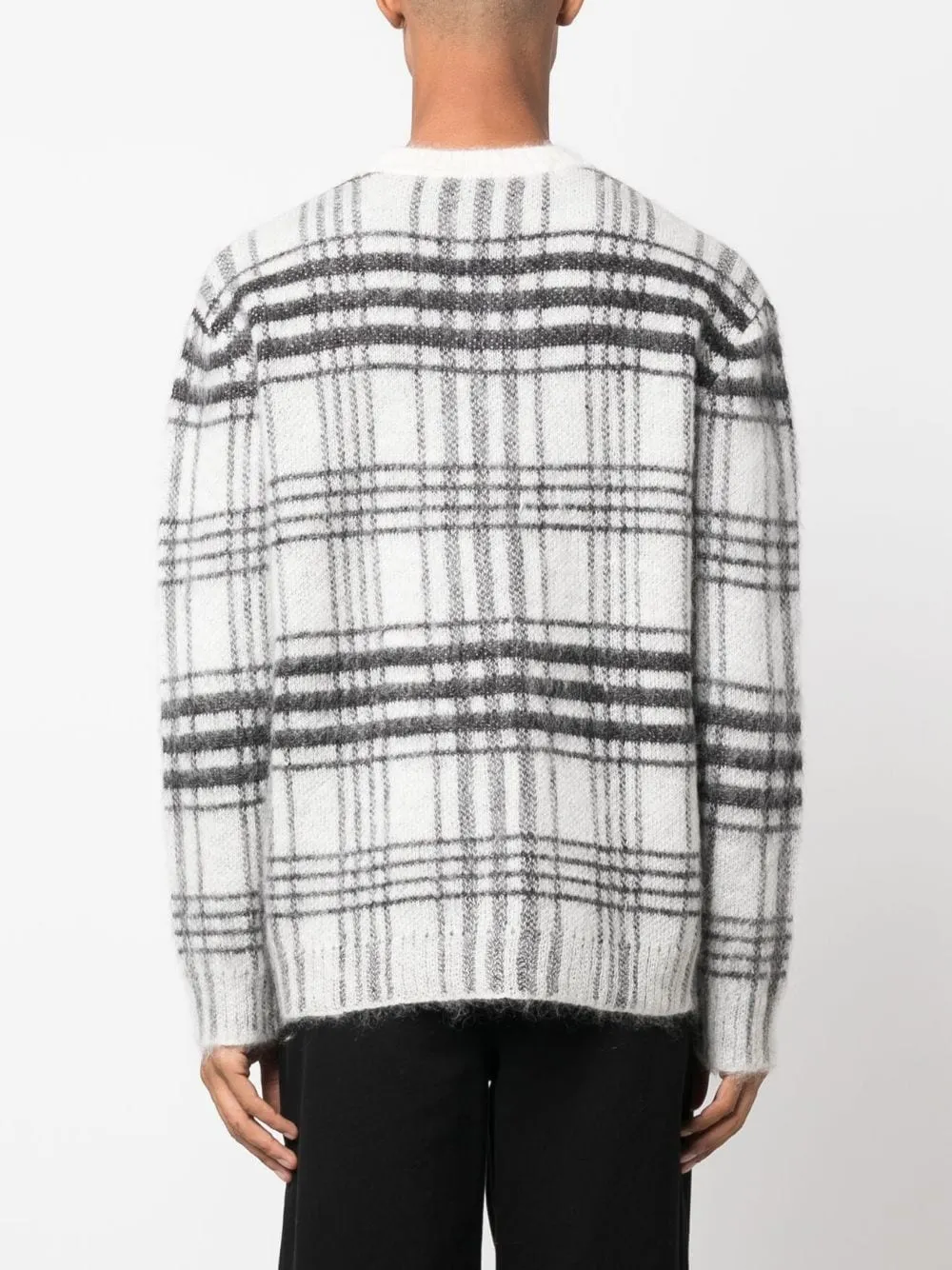 Maglione a quadri con logo in bianco e nero - uomo