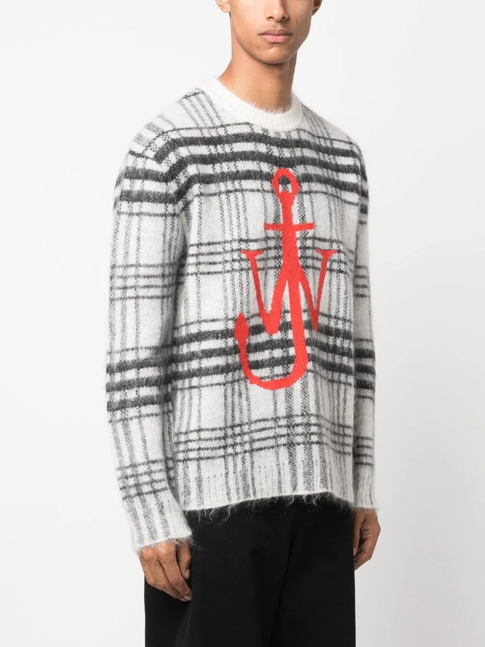 Maglione a quadri con logo in bianco e nero - uomo