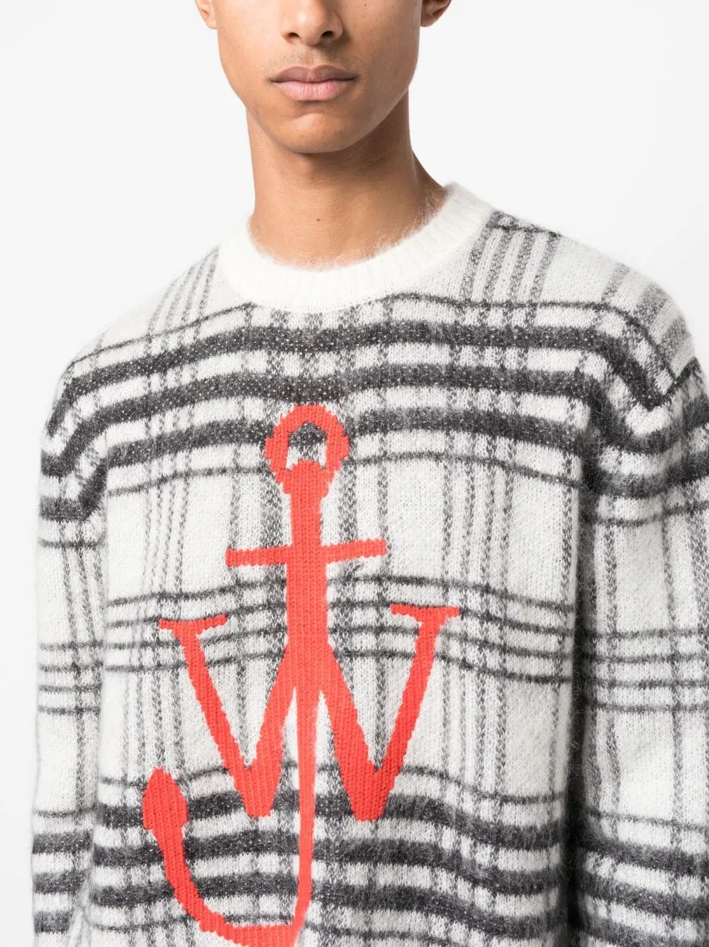 Maglione a quadri con logo in bianco e nero - uomo