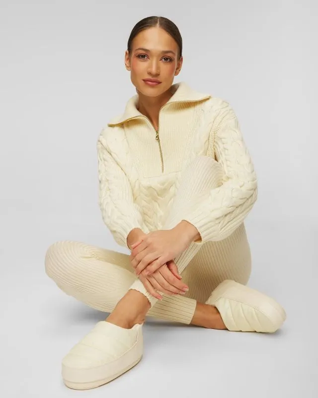 Maglione beige con lana da donna Varley Daria Half Zip Cable