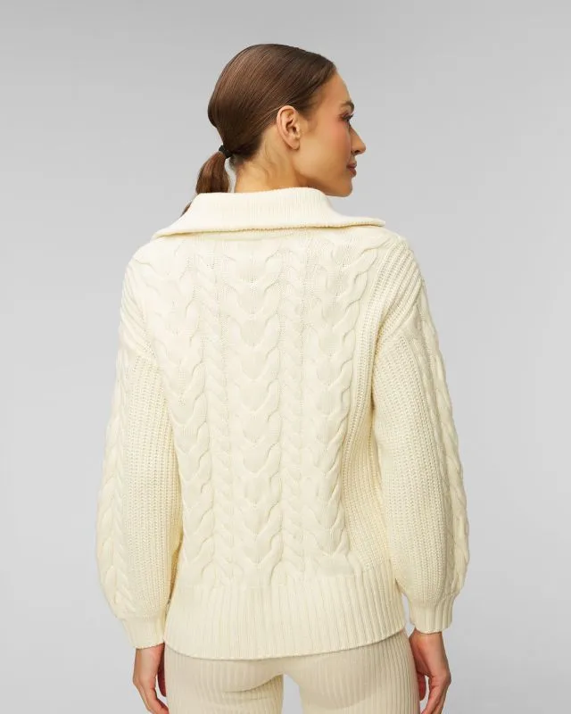 Maglione beige con lana da donna Varley Daria Half Zip Cable