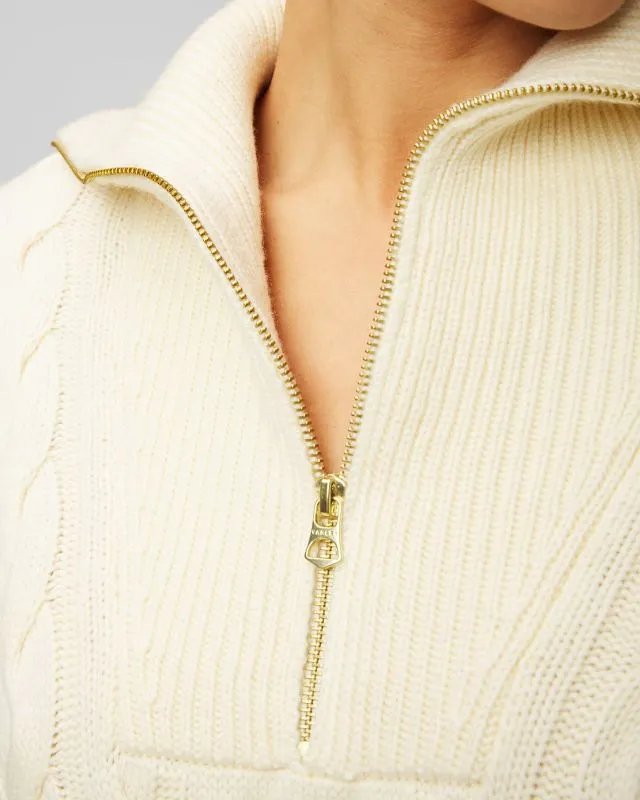 Maglione beige con lana da donna Varley Daria Half Zip Cable