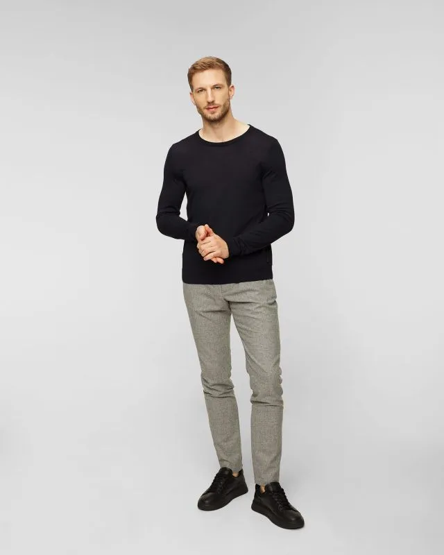 Maglione blu scuro in lana da uomo Hugo Boss Leno-P