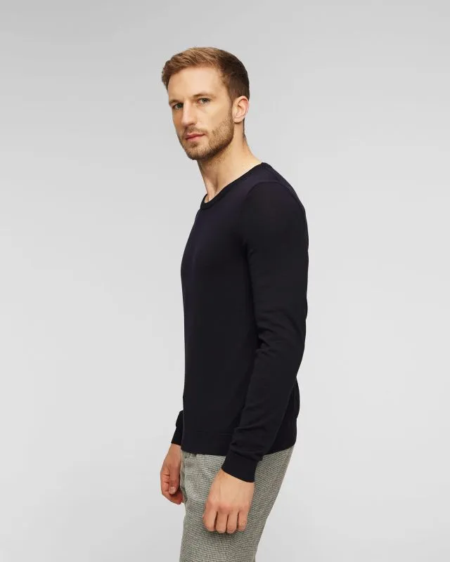 Maglione blu scuro in lana da uomo Hugo Boss Leno-P