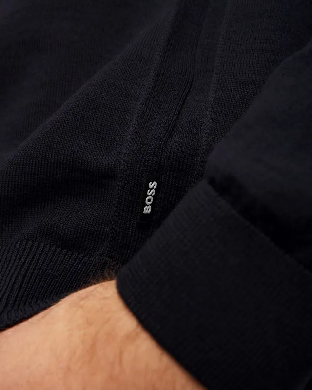 Maglione blu scuro in lana da uomo Hugo Boss Leno-P