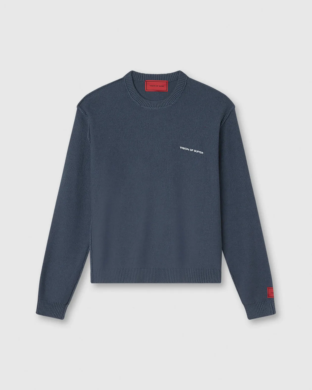 MAGLIONE BLU STAMPA BIANCA VOS MILANO E LOGO