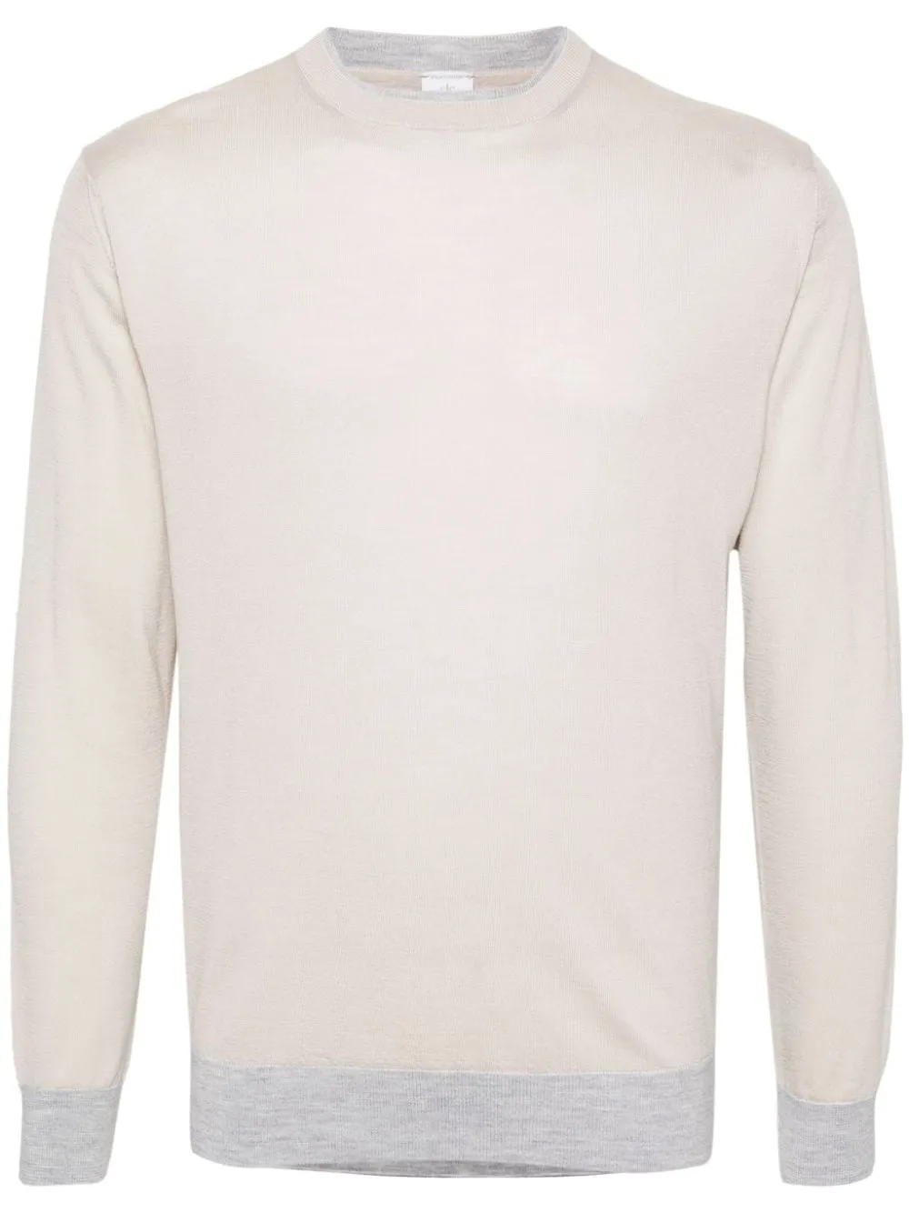 Maglione con bordi a contrasto in beige e grigio - uomo