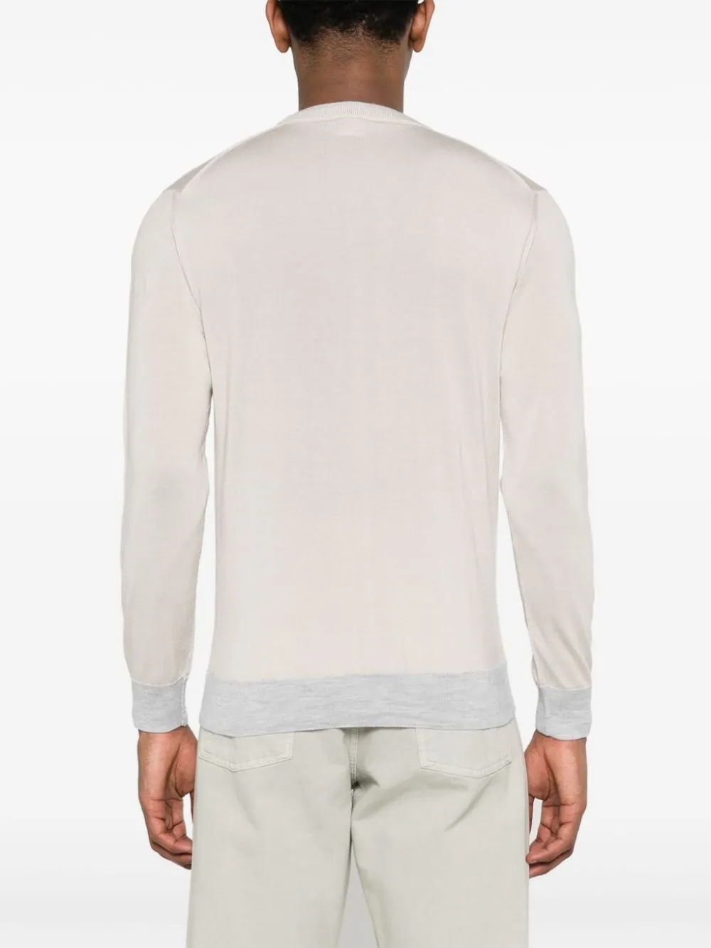 Maglione con bordi a contrasto in beige e grigio - uomo