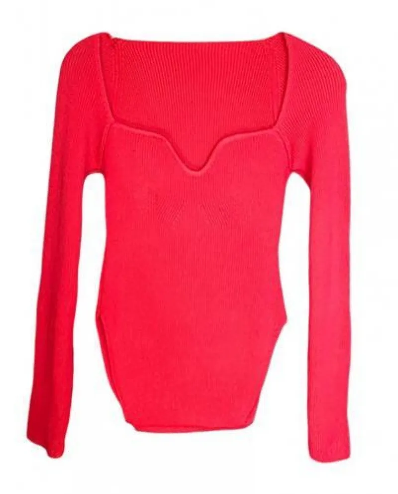 Maglione con spalle scoperte Scollo quadrato Orlo irregolare Maglia autunno inverno