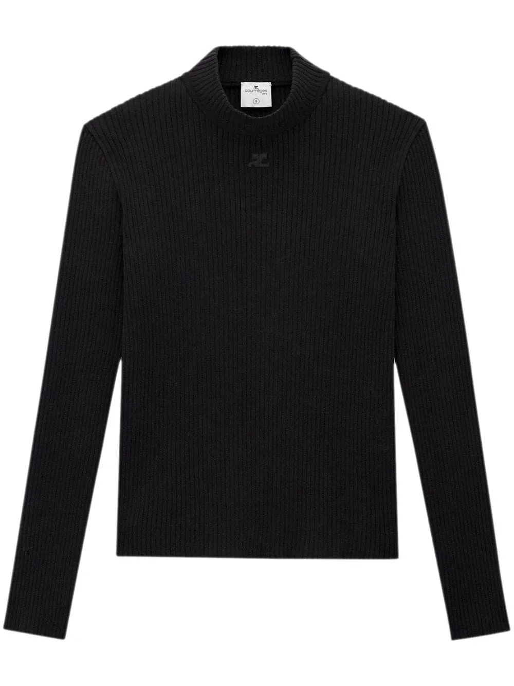 Maglione in maglia a costine con patch logo in nero - uomo