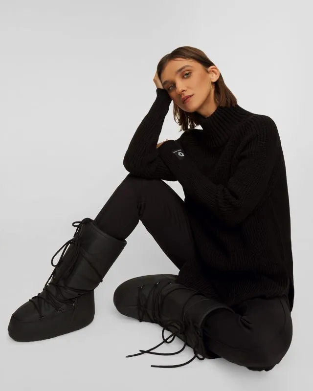Maglione nero a collo alto in lana da donna Newland Vesta