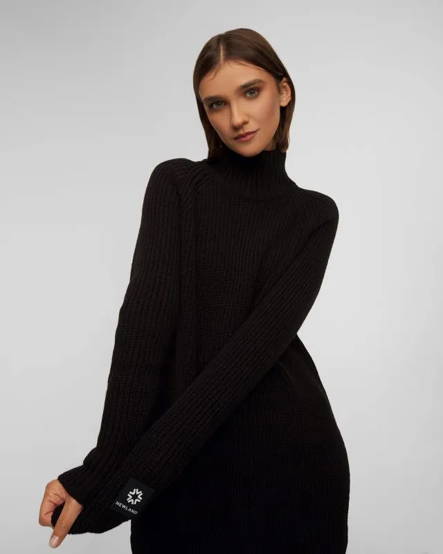 Maglione nero a collo alto in lana da donna Newland Vesta