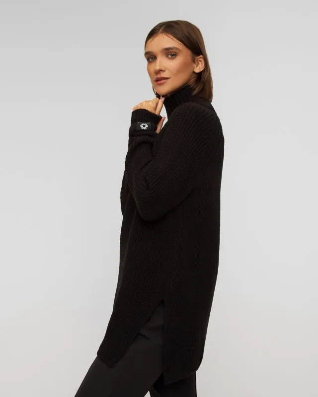 Maglione nero a collo alto in lana da donna Newland Vesta